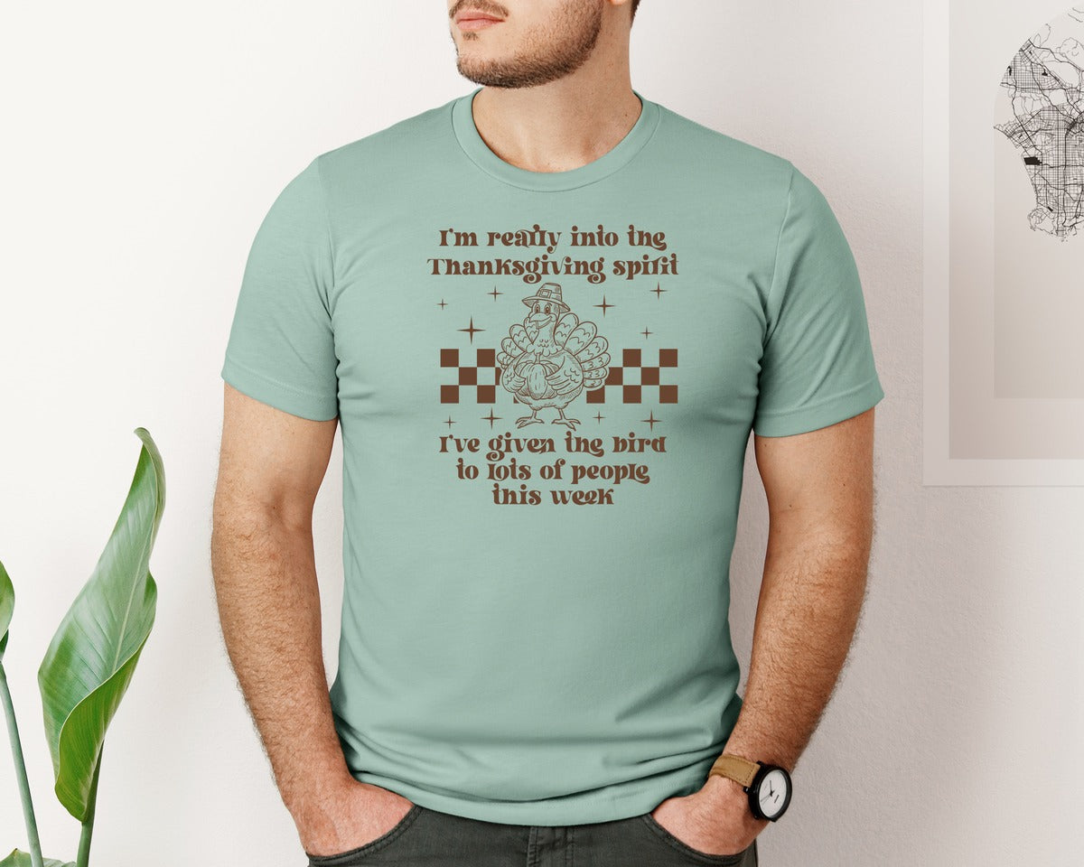 brand:Bella Canvas|color:Dusty Blue|Im Really Into The Thanksgiving Spirit Graphic T-Shirt