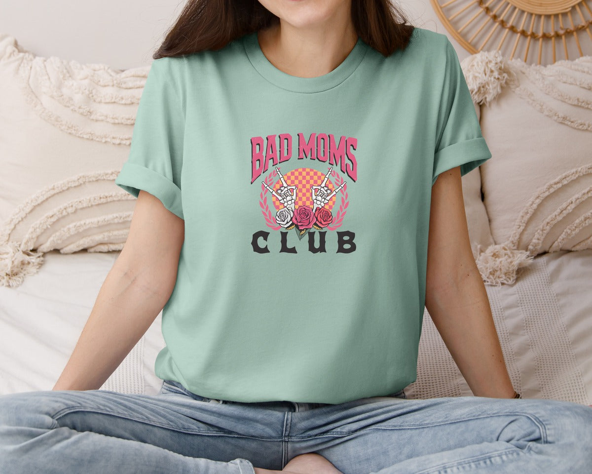 brand:Bella Canvas|color:Dusty Blue|Bad Moms Club Design Graphic T-Shirt