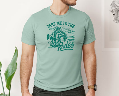 brand:Bella Canvas|color:Dusty Blue|Vintage Rodeo Cowboy Western Cowboy Graphic T-Shirt
