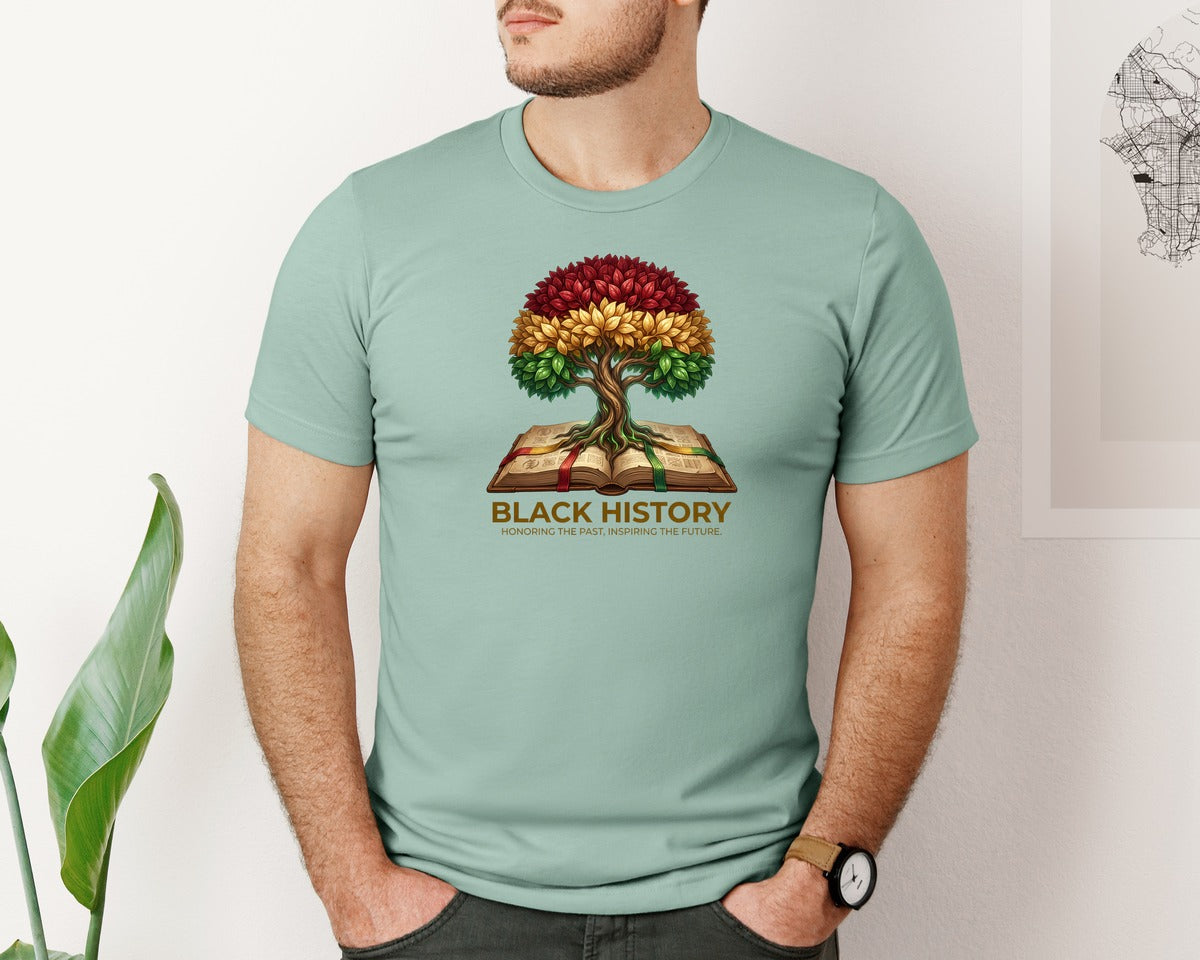 brand:Bella Canvas|color:Dusty Blue|Black History Honoring The Past 7 Graphic T-Shirt