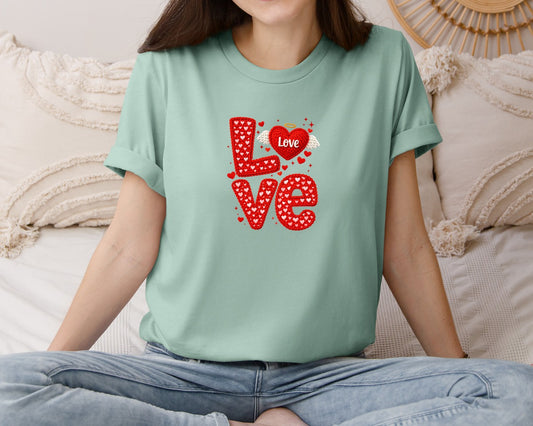 Crochet Preppy Valentine Love Graphic T-Shirt
