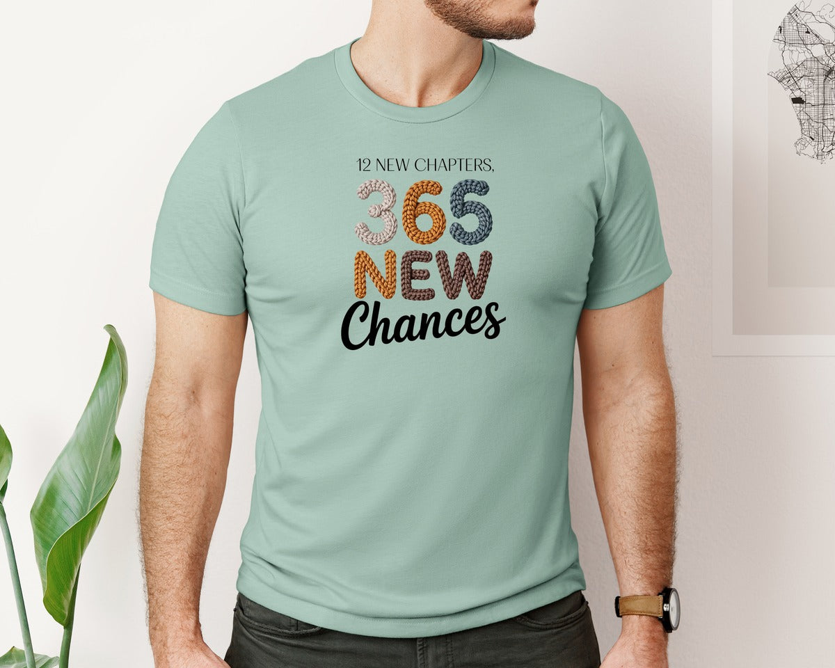 brand:Bella Canvas|color:Dusty Blue|Embroidery 365 New Chances New Year Graphic T-Shirt