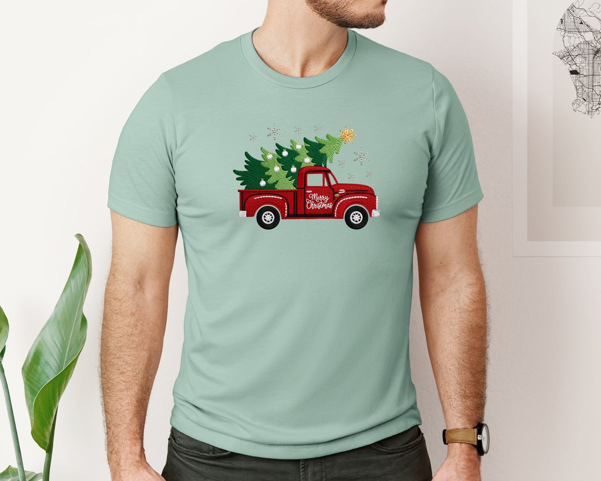 brand:Bella Canvas|color:Dusty Blue|Merry Christmas Saying Graphic T-Shirt