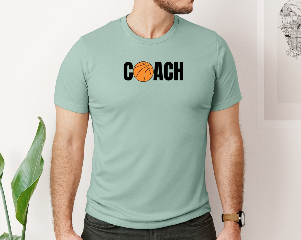brand:Bella Canvas|color:Dusty Blue|Basketball Coach File Graphic T-Shirt