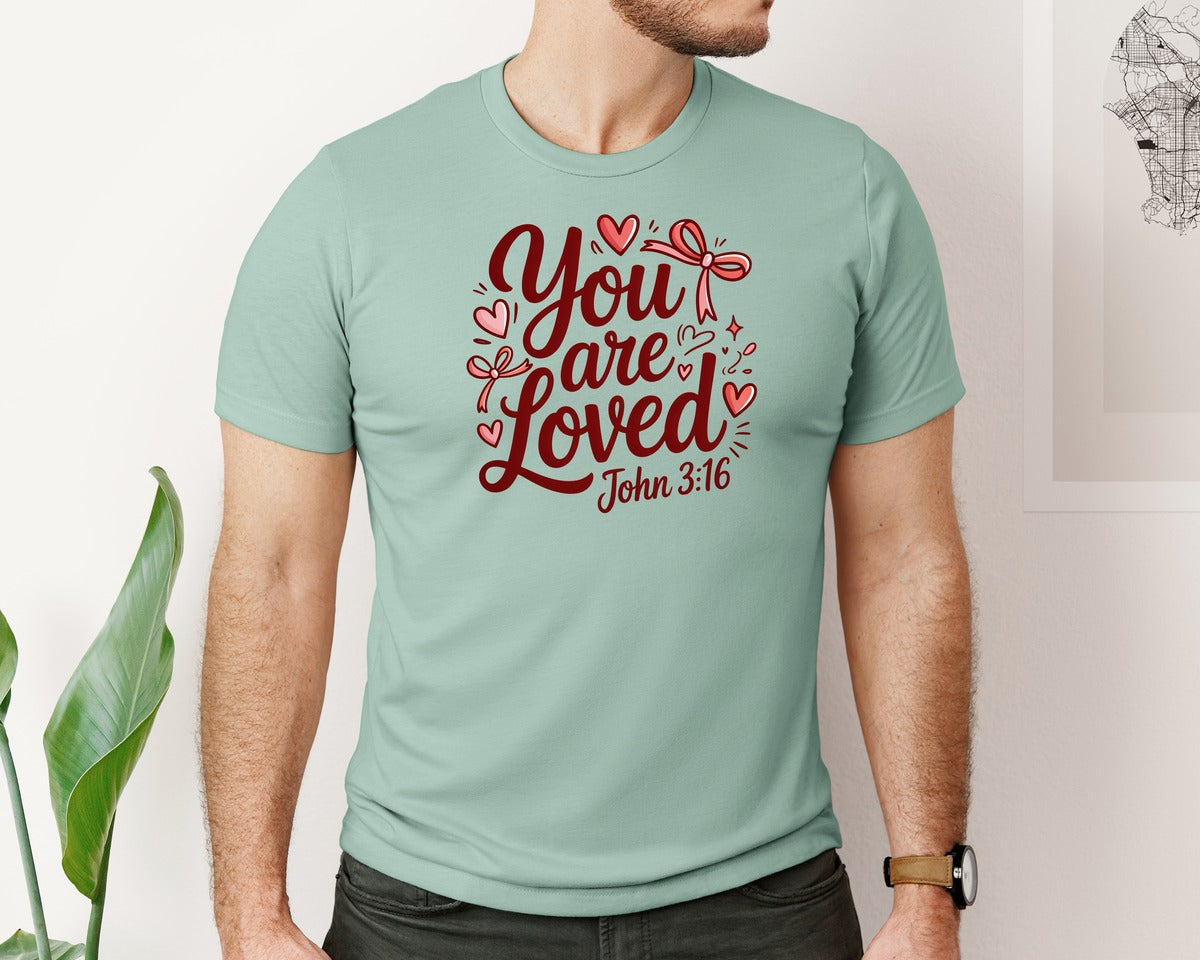 brand:Bella Canvas|color:Dusty Blue|You Are So Loved Christian Valentine 2 Graphic T-Shirt