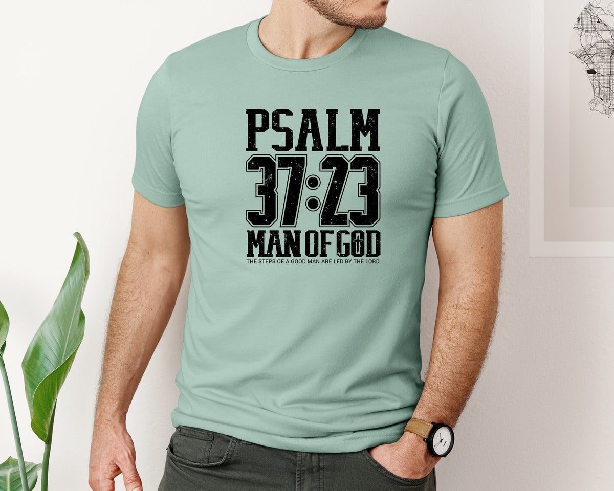 brand:Bella Canvas|color:Dusty Blue|Man Of God Graphic T-Shirt