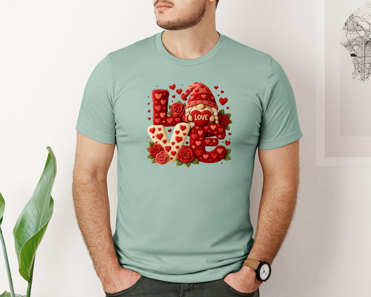 brand:Bella Canvas|color:Dusty Blue|Valentine Crochet Valentine Graphic T-Shirt