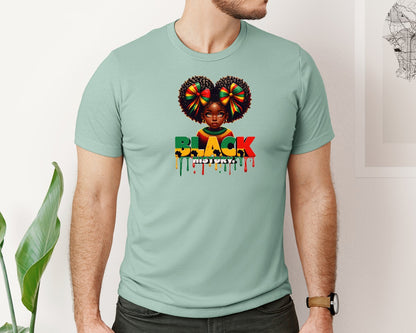 brand:Bella Canvas|color:Dusty Blue|Very Cute I Am Black History Black Graphic T-Shirt