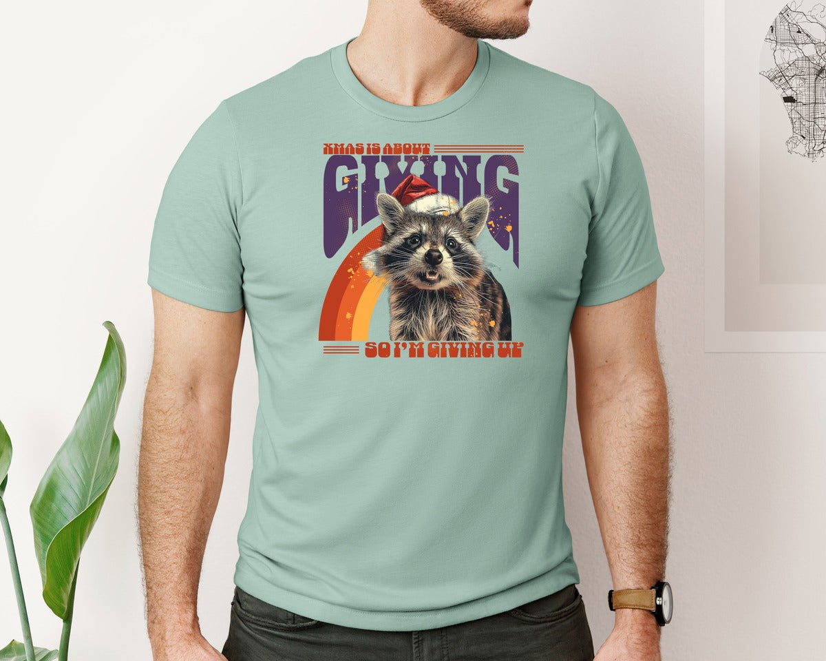 brand:Bella Canvas|color:Dusty Blue|90S Racoon Bootleg Tshirt Design Graphic T-Shirt