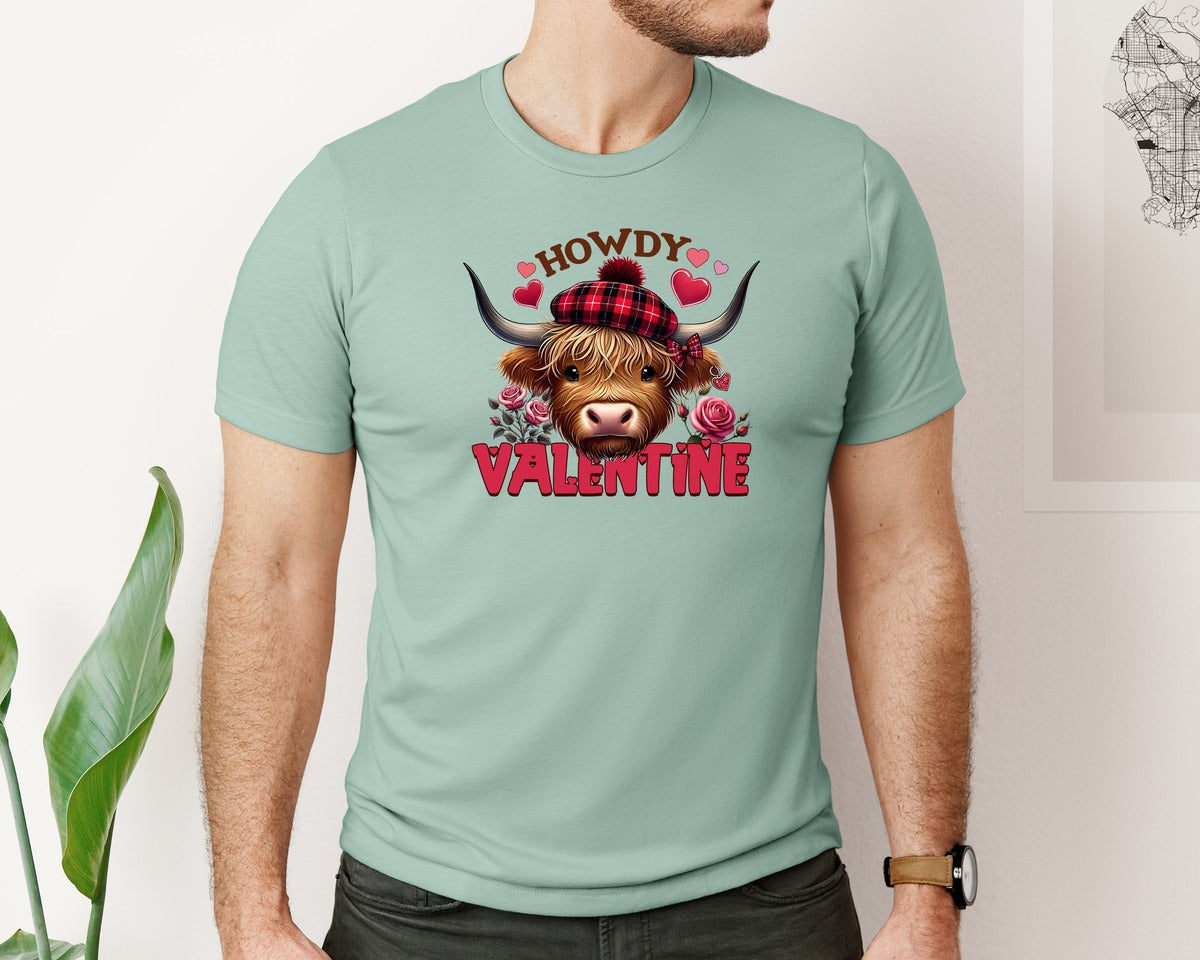 brand:Bella Canvas|color:Dusty Blue|Howdy Valentine Design 19 Graphic T-Shirt