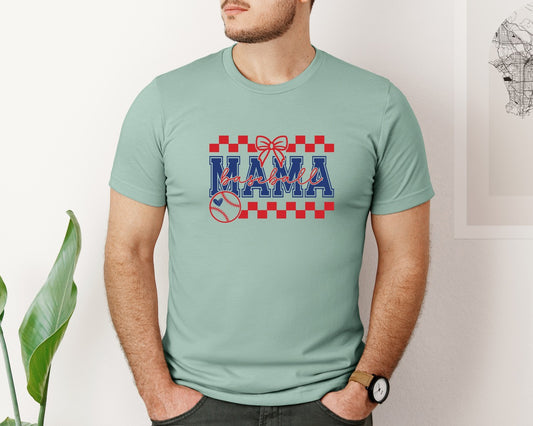 Retro Baseball Mama Checkered 2 Graphic T-Shirt