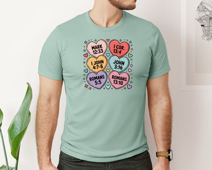 brand:Bella Canvas|color:Dusty Blue|Christian Bible Verse Valentine Graphic T-Shirt