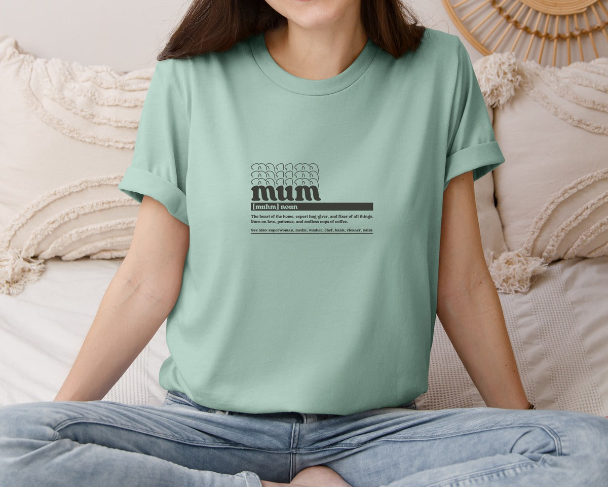 brand:Bella Canvas|color:Dusty Blue|Mother Mum Funny Definition Graphic T-Shirt
