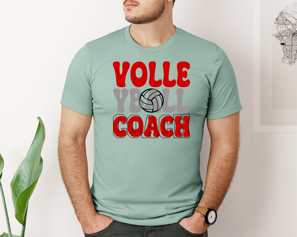 brand:Bella Canvas|color:Dusty Blue|Volleyball Coach Volleyball Mom 2 Graphic T-Shirt