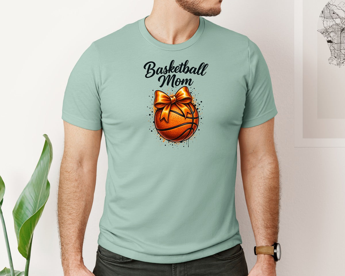brand:Bella Canvas|color:Dusty Blue|Basketball Mom Design 2 Graphic T-Shirt