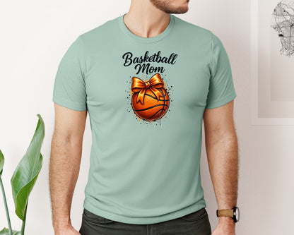 brand:Bella Canvas|color:Dusty Blue|Basketball Mom Design 2 Graphic T-Shirt