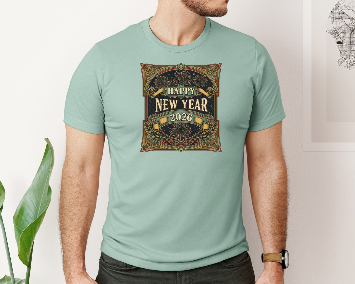 brand:Bella Canvas|color:Dusty Blue|Happy New Year 2026 10 Graphic T-Shirt