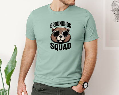 brand:Bella Canvas|color:Dusty Blue|Groundhog Squad Design Graphic T-Shirt