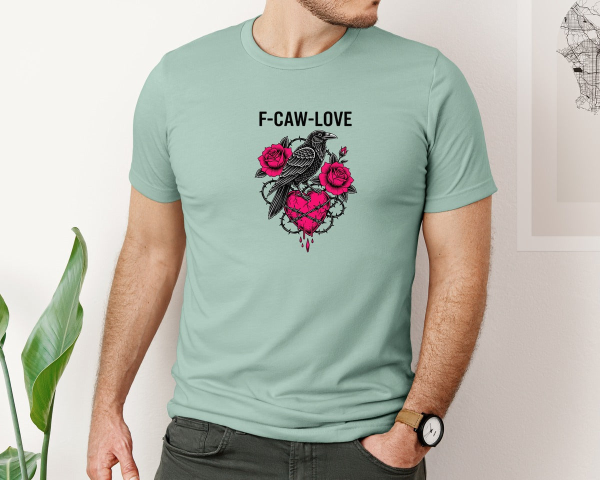 brand:Bella Canvas|color:Dusty Blue|Crow Raven Anti Valentine F Caw F 3 Graphic T-Shirt