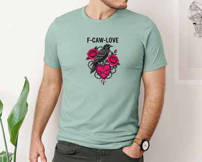 brand:Bella Canvas|color:Dusty Blue|Crow Raven Anti Valentine F Caw F 3 Graphic T-Shirt