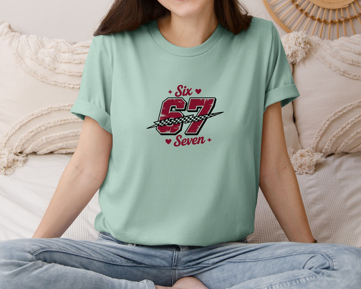 brand:Bella Canvas|color:Dusty Blue|Racing Style 67Th Birthday 67 Graphic T-Shirt