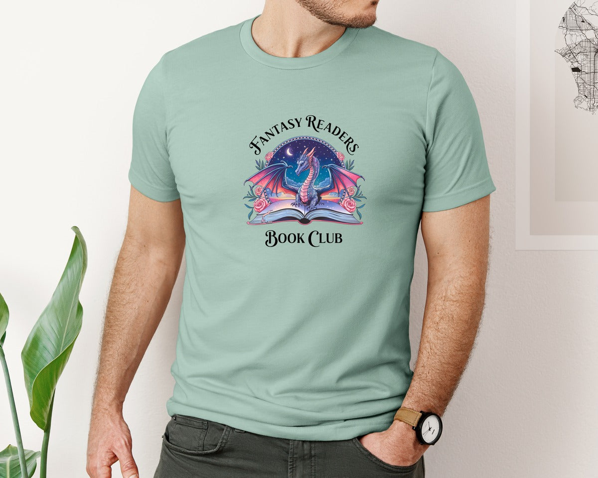 brand:Bella Canvas|color:Dusty Blue|Fantasy Readers Book Club Book Read 2 Graphic T-Shirt