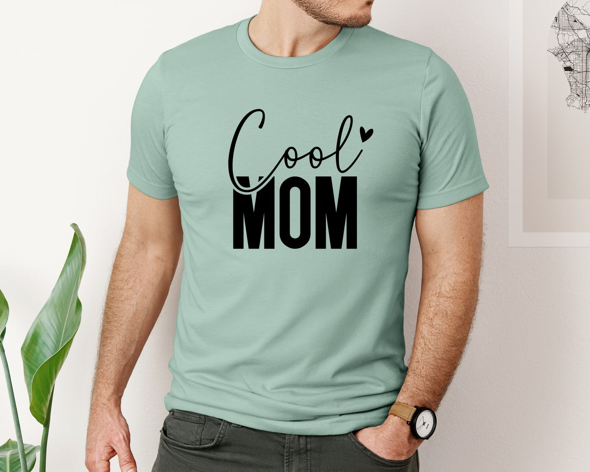 brand:Bella Canvas|color:Dusty Blue|Cool Mom Funny Mom Mama Graphic T-Shirt