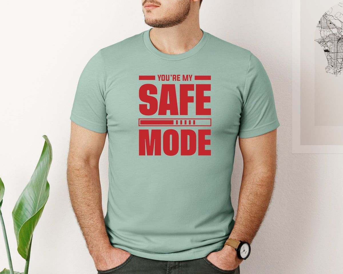 brand:Bella Canvas|color:Dusty Blue|Valentine Day Youre My Safe Mode Tshirt Graphic T-Shirt
