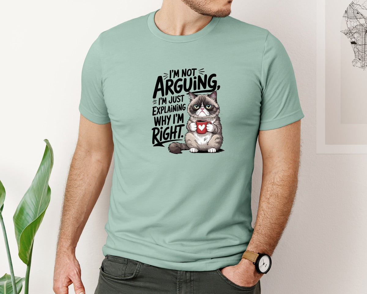 brand:Bella Canvas|color:Dusty Blue|Funny Cat Sarcastic Sassy Graphic T-Shirt