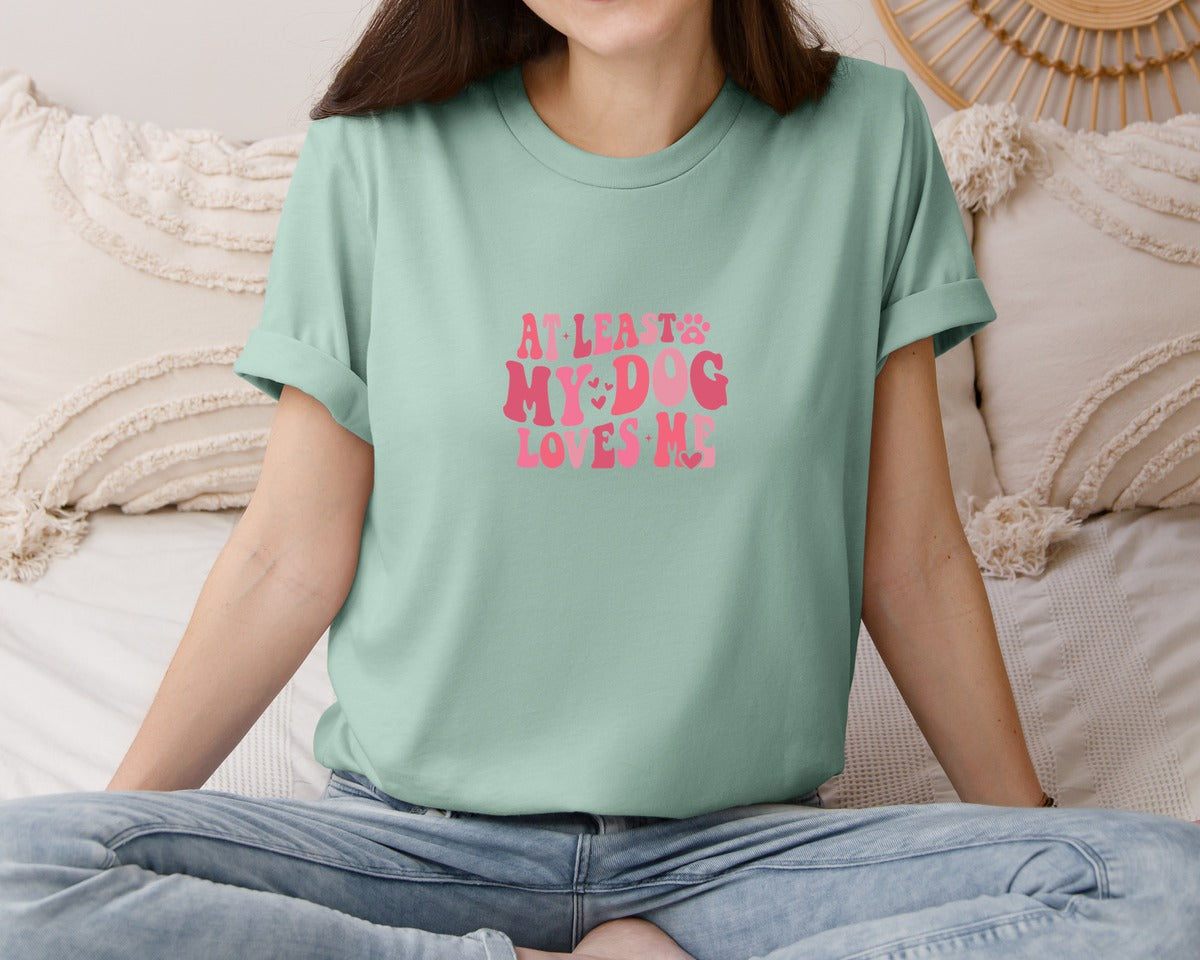 brand:Bella Canvas|color:Dusty Blue|Dog Valentine Funny Lover Gift Graphic T-Shirt