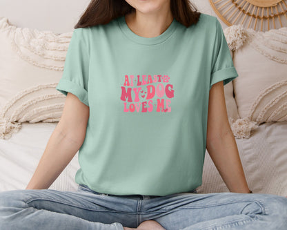 brand:Bella Canvas|color:Dusty Blue|Dog Valentine Funny Lover Gift Graphic T-Shirt