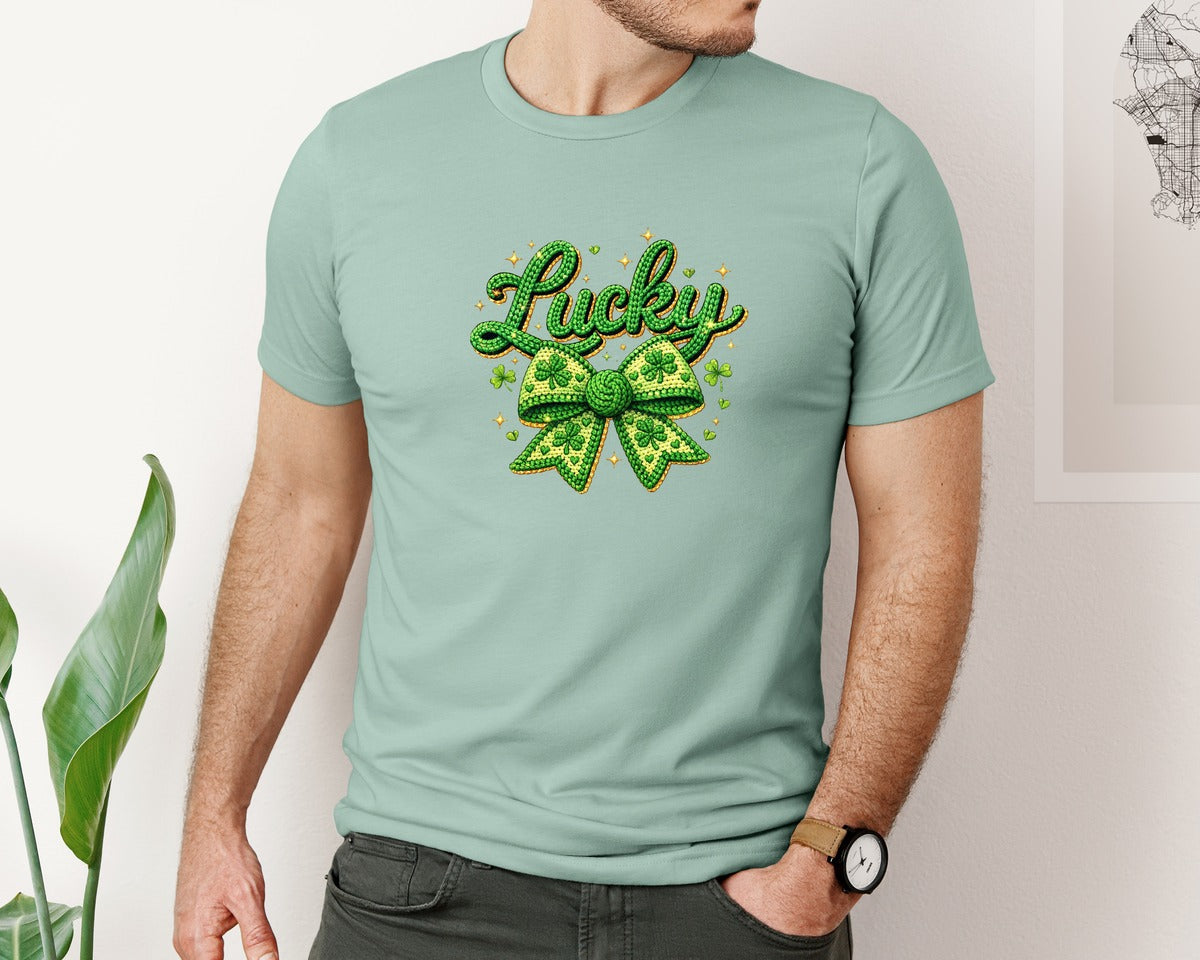 brand:Bella Canvas|color:Dusty Blue|St Patricks Day Lucky 18 Graphic T-Shirt