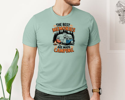 brand:Bella Canvas|color:Dusty Blue|Best Camping Memories T Shirt Art Graphic T-Shirt