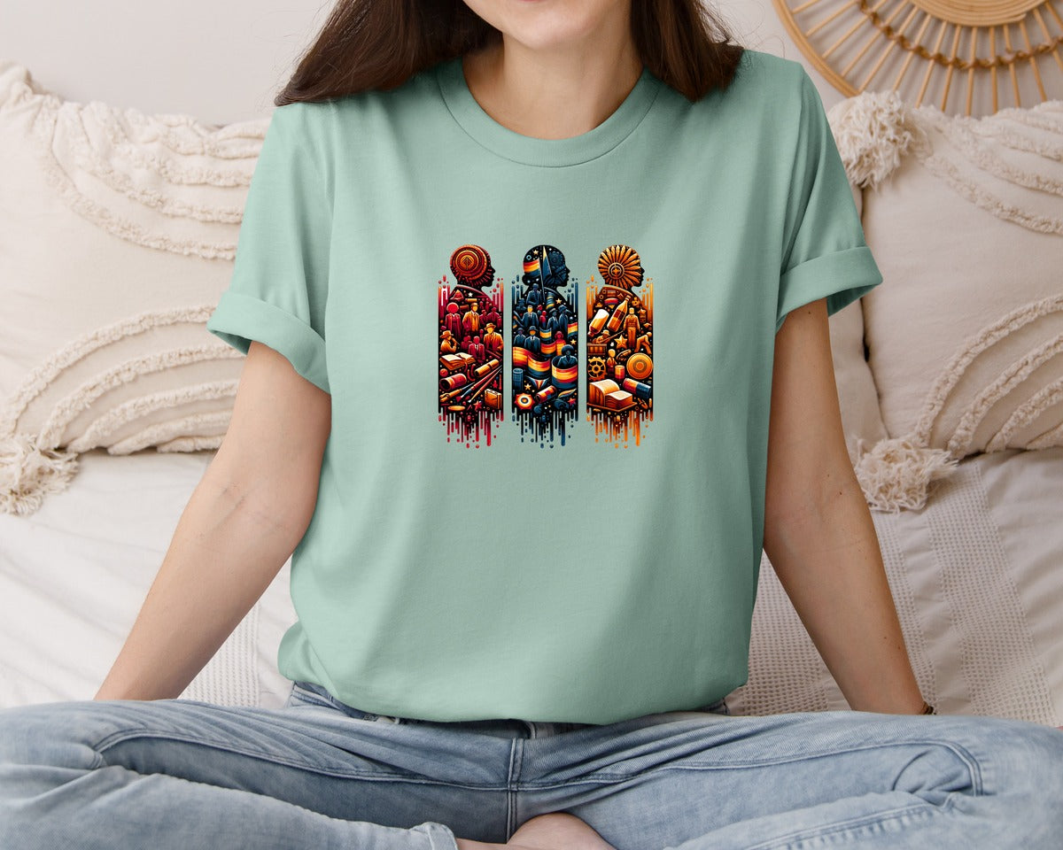brand:Bella Canvas|color:Dusty Blue|Black History Month Pngafrican 5 Graphic T-Shirt