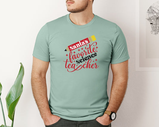 Santas Favorite Science Teacher 4 Graphic T-Shirt