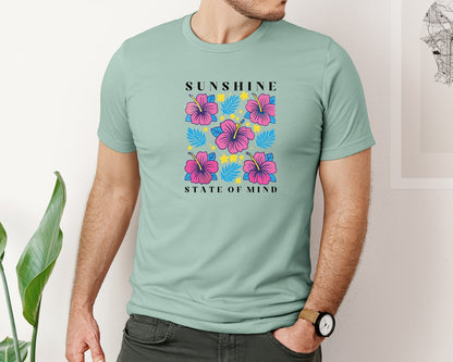 brand:Bella Canvas|color:Dusty Blue|Sunshine State Of Mind Summer Graphic T-Shirt