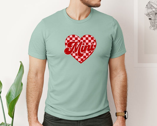 Valentines Day Mini Checkered Heart Graphic T-Shirt