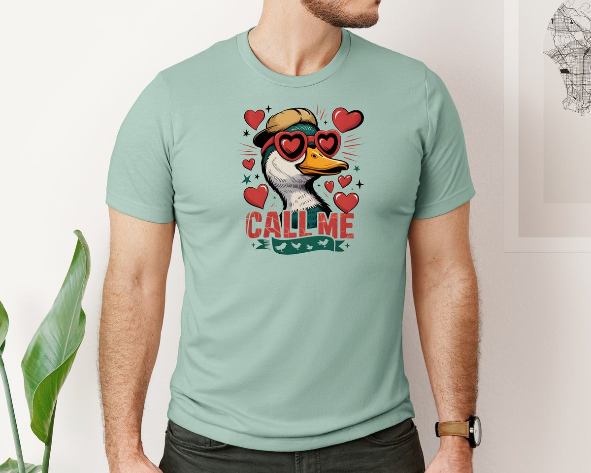 brand:Bella Canvas|color:Dusty Blue|Boys Valentines Valentines Duck 2 Graphic T-Shirt