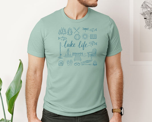 Summer Lake Life Doodle Graphic T-Shirt