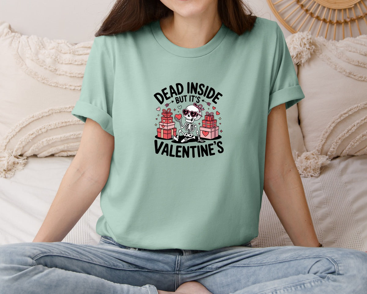 brand:Bella Canvas|color:Dusty Blue|Dead Inside Valentine Valentine Graphic T-Shirt