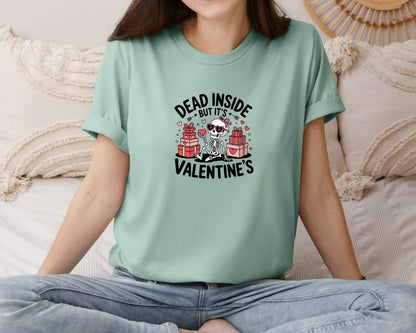 brand:Bella Canvas|color:Dusty Blue|Dead Inside Valentine Valentine Graphic T-Shirt