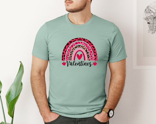 Leopard Rainbow Valentines Day Graphic T-Shirt
