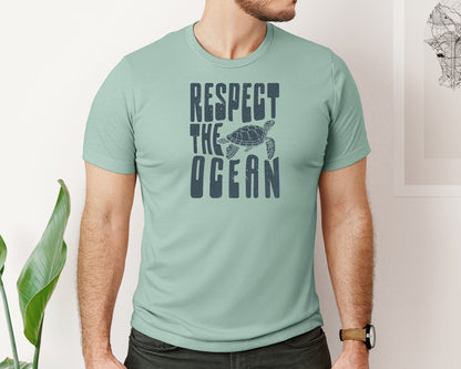 brand:Bella Canvas|color:Dusty Blue|Respect The Ocean T Shirt Design Graphic T-Shirt