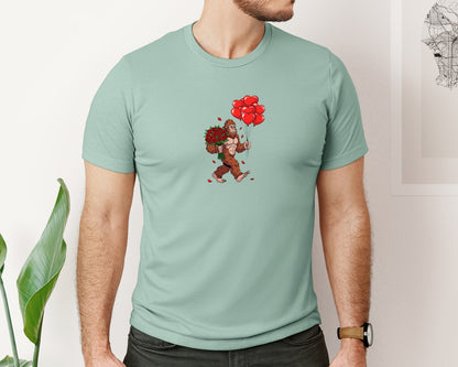 brand:Bella Canvas|color:Dusty Blue|Funny Bigfoot Valentine Graphic T-Shirt