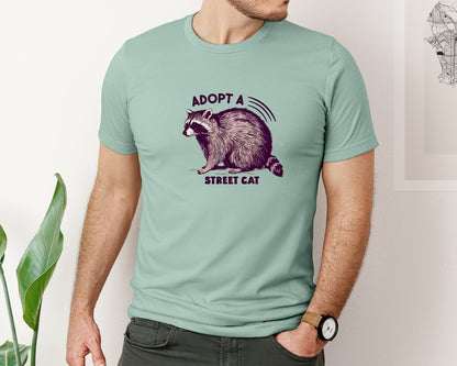 brand:Bella Canvas|color:Dusty Blue|Funny Vintage Raccoon Graphic T-Shirt