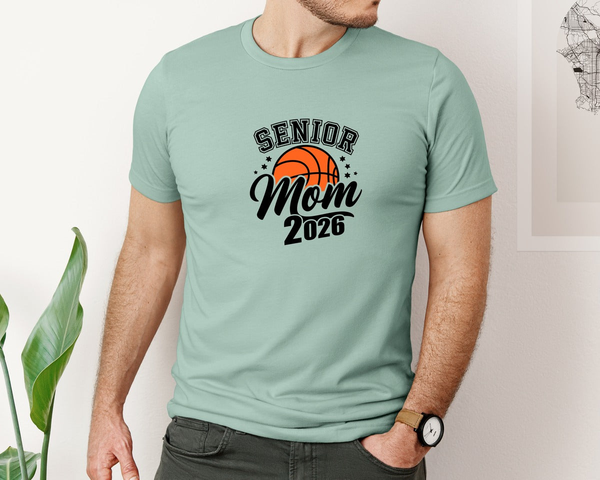 brand:Bella Canvas|color:Dusty Blue|Senior Mom Basketball 2026 Design Graphic T-Shirt