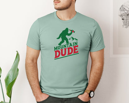 brand:Bella Canvas|color:Dusty Blue|Mountain Dude Bigfoot Hiker Bigfoot Camp Graphic T-Shirt