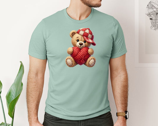 Faux Yarn Valentines Day Teddy Bear 24 Graphic T-Shirt