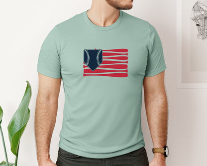 brand:Bella Canvas|color:Dusty Blue|American Flag Baseball 4Th Of July Graphic T-Shirt