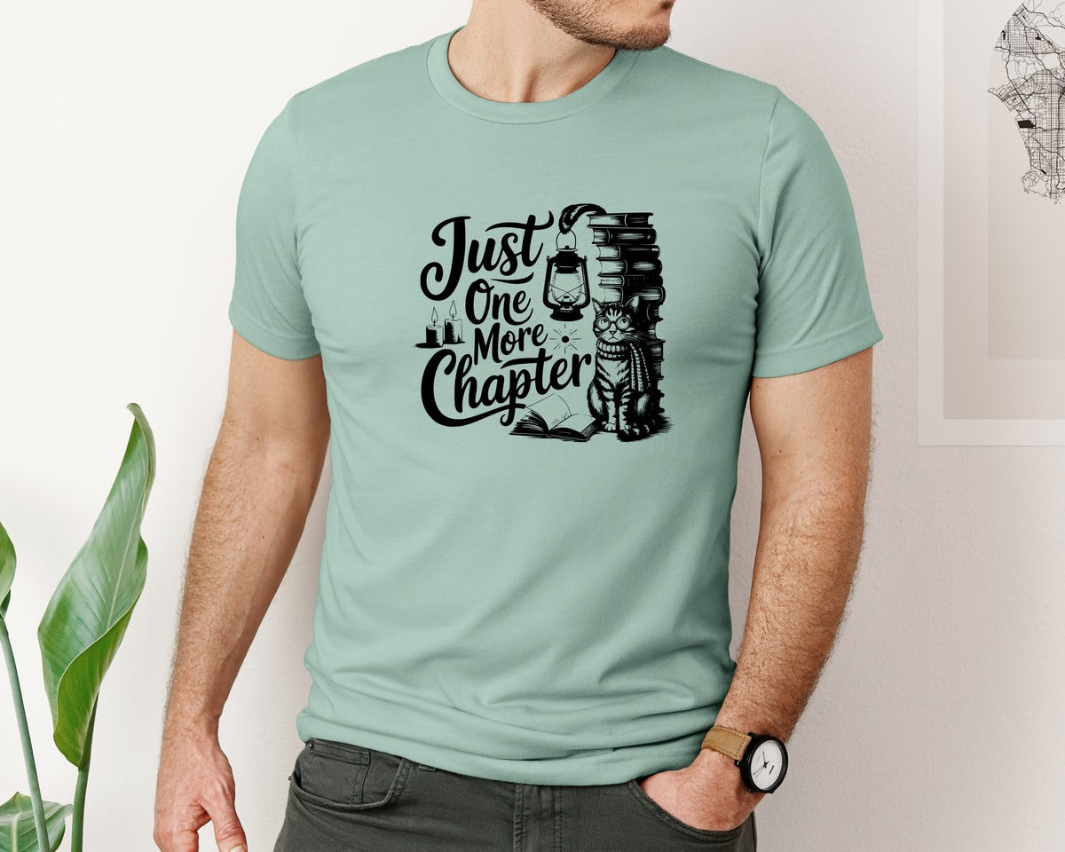 brand:Bella Canvas|color:Dusty Blue|Just One More Chapter T Shirt Design Graphic T-Shirt